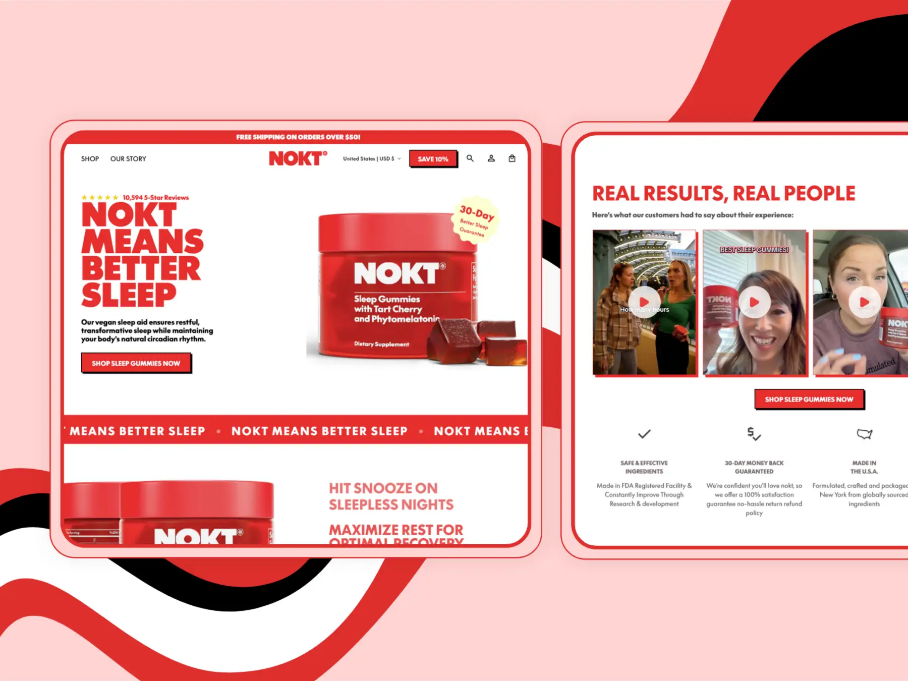 Nokt store — homepage screenshot 2